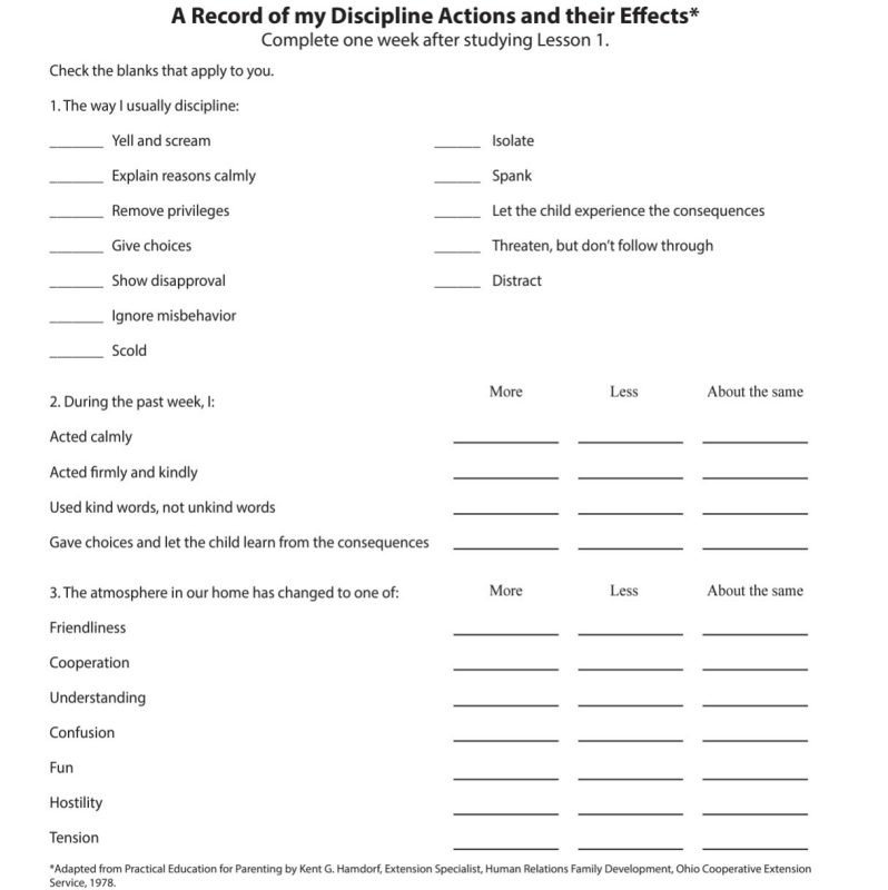 A Record of my Discipline Actions and their Effects* 