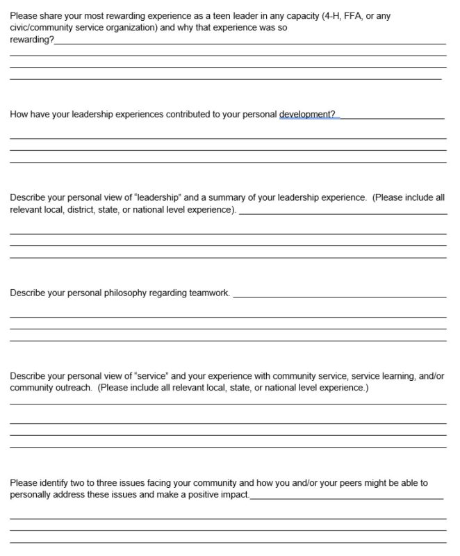 Teen Application Form 2