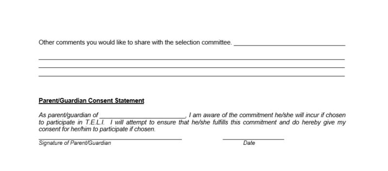 Teen Application Form 3