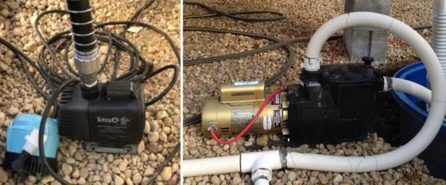 Figure 8. On the left is a photo of a submersible pump and on the right is a centrifugal pump.