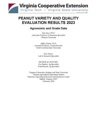 Peanut Variety and Quality Evaluation Results 2023: Agronomic and Grade Data Cover page of the publication.